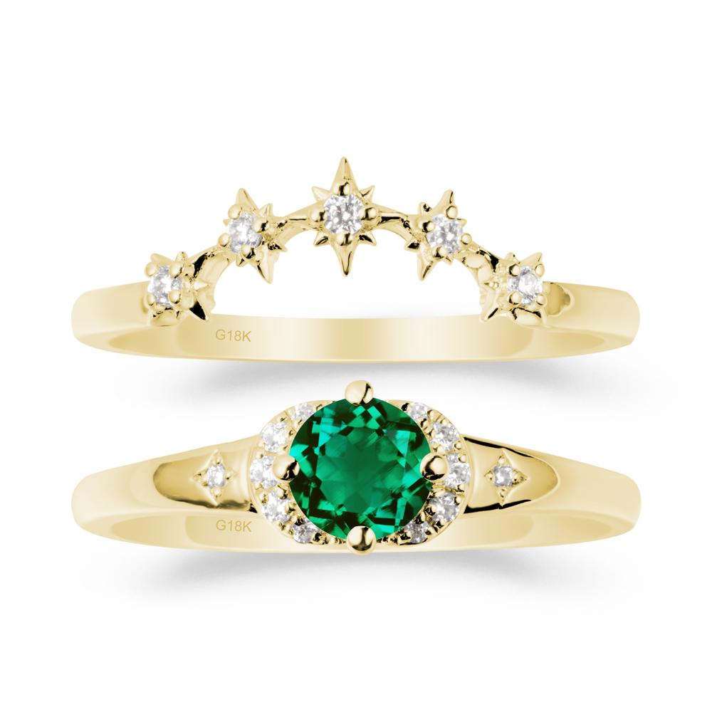 Celestial Round Emerald Ring Set - LUO Jewelry #metal_xxxxx