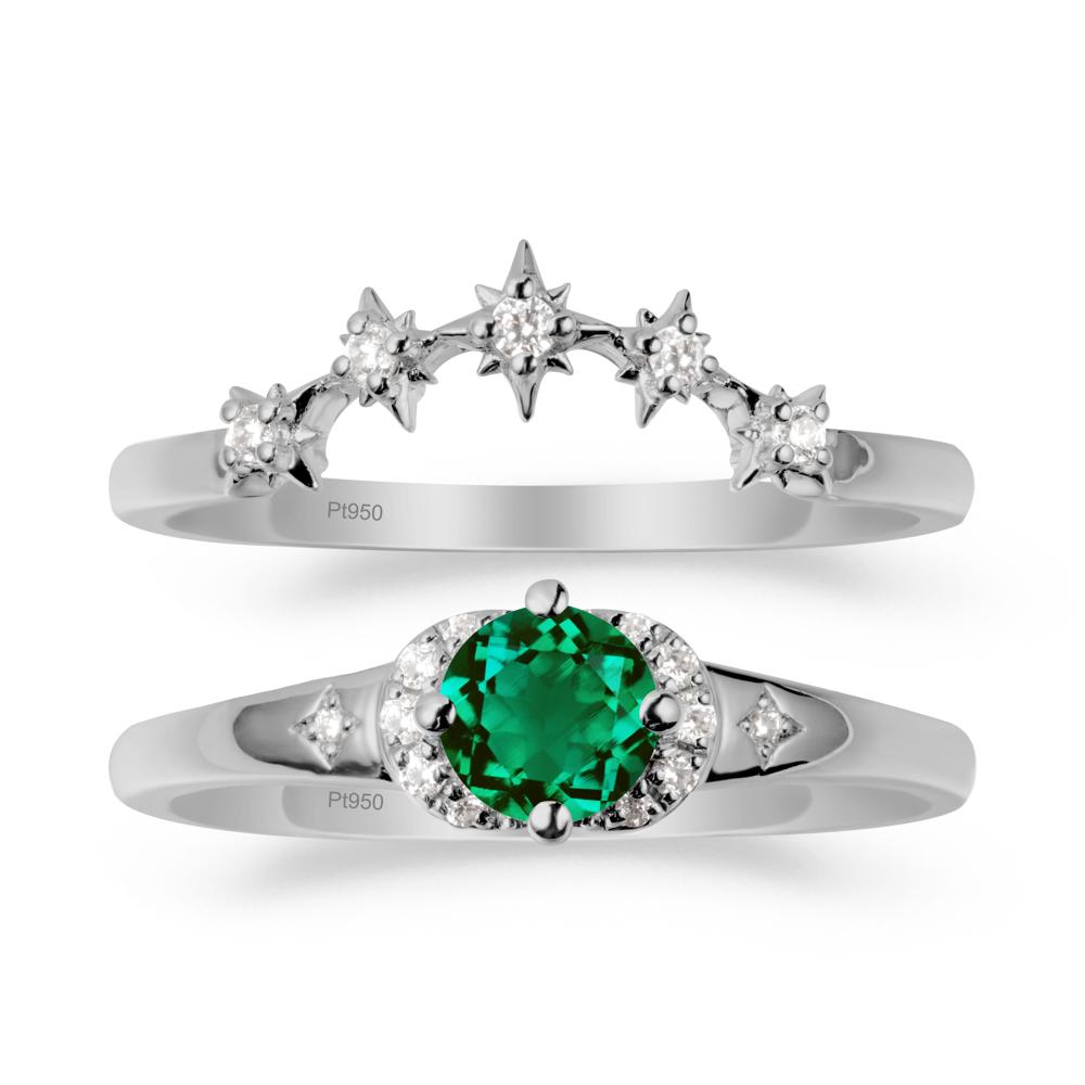 Celestial Round Emerald Ring Set - LUO Jewelry #metal_xxxxx