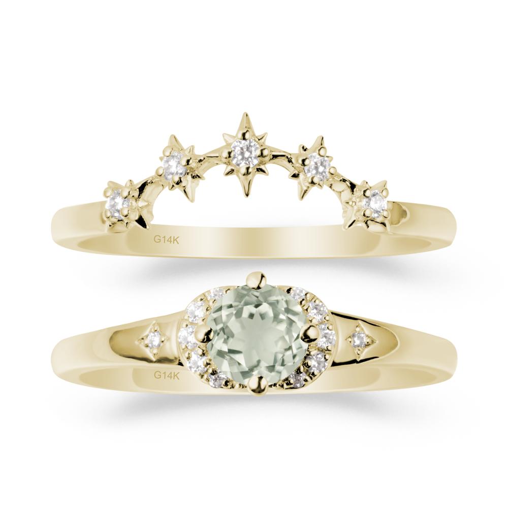Moon and Star Green Amethyst Celestial Ring Set - LUO Jewelry #metal_xxxxx