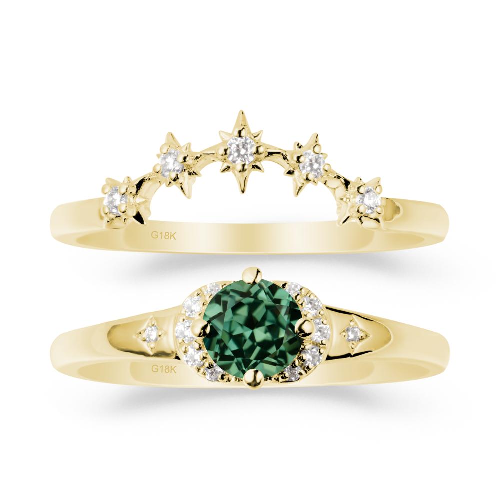 Celestial Round Green Sapphire Ring Set - LUO Jewelry #metal_xxxxx