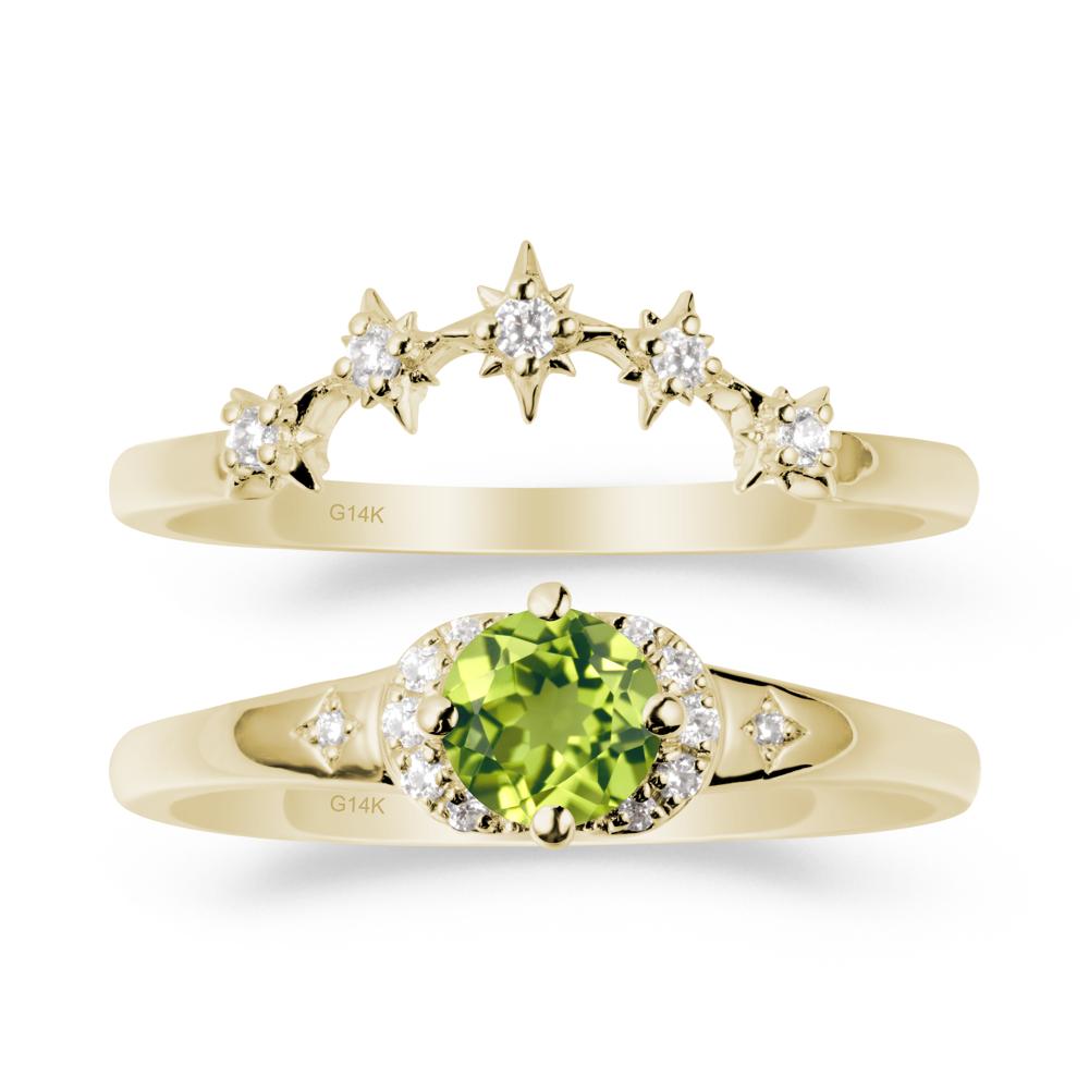 Celestial Round Peridot Ring Set - LUO Jewelry #metal_xxxxx