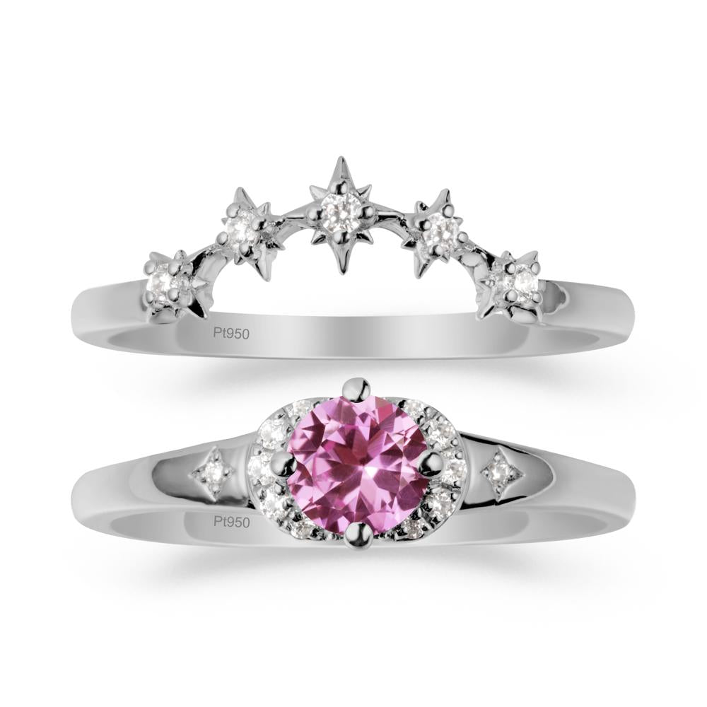 Moon and Star Pink Sapphire Celestial Ring Set - LUO Jewelry #metal_xxxxx