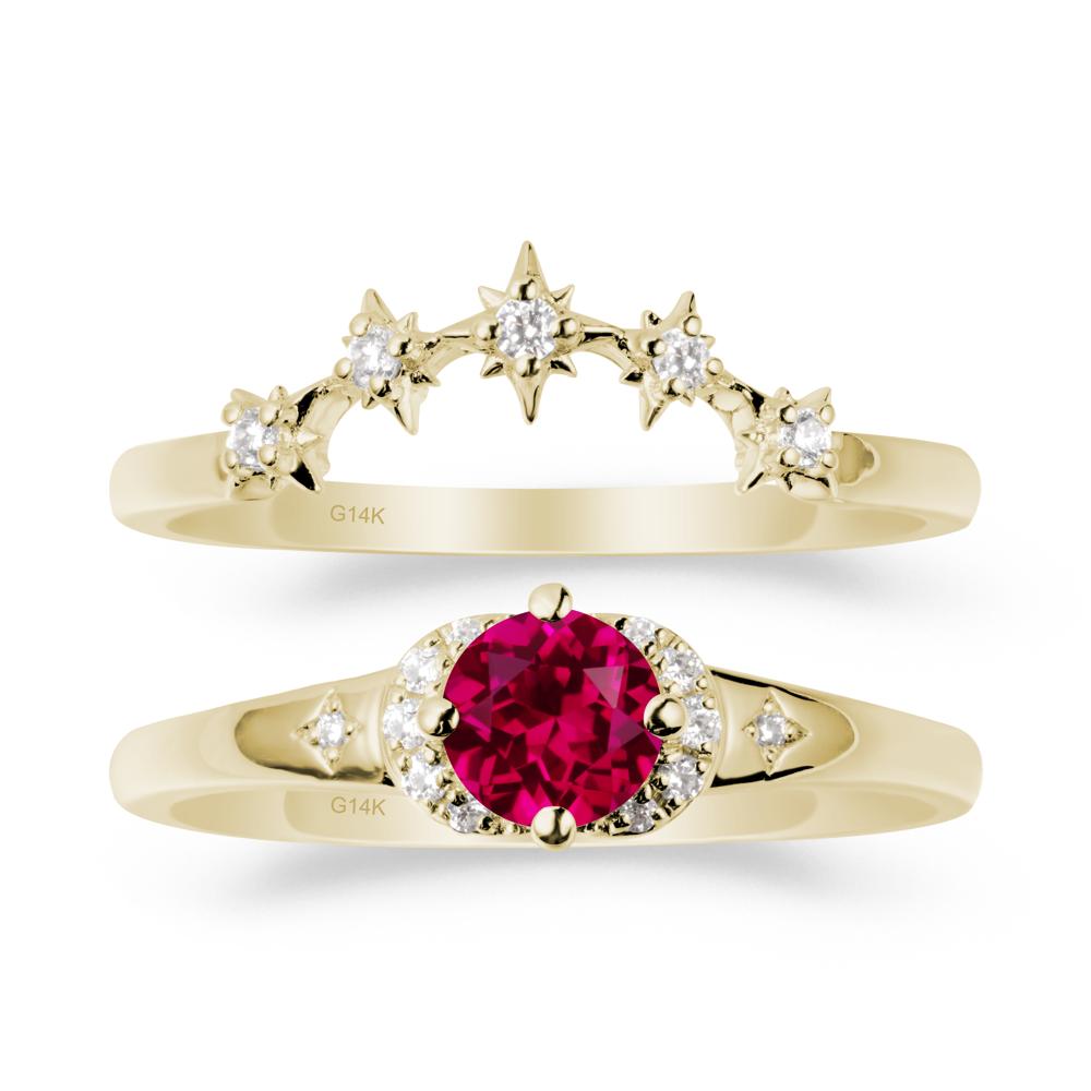 Celestial Round Ruby Ring Set - LUO Jewelry #metal_xxxxx