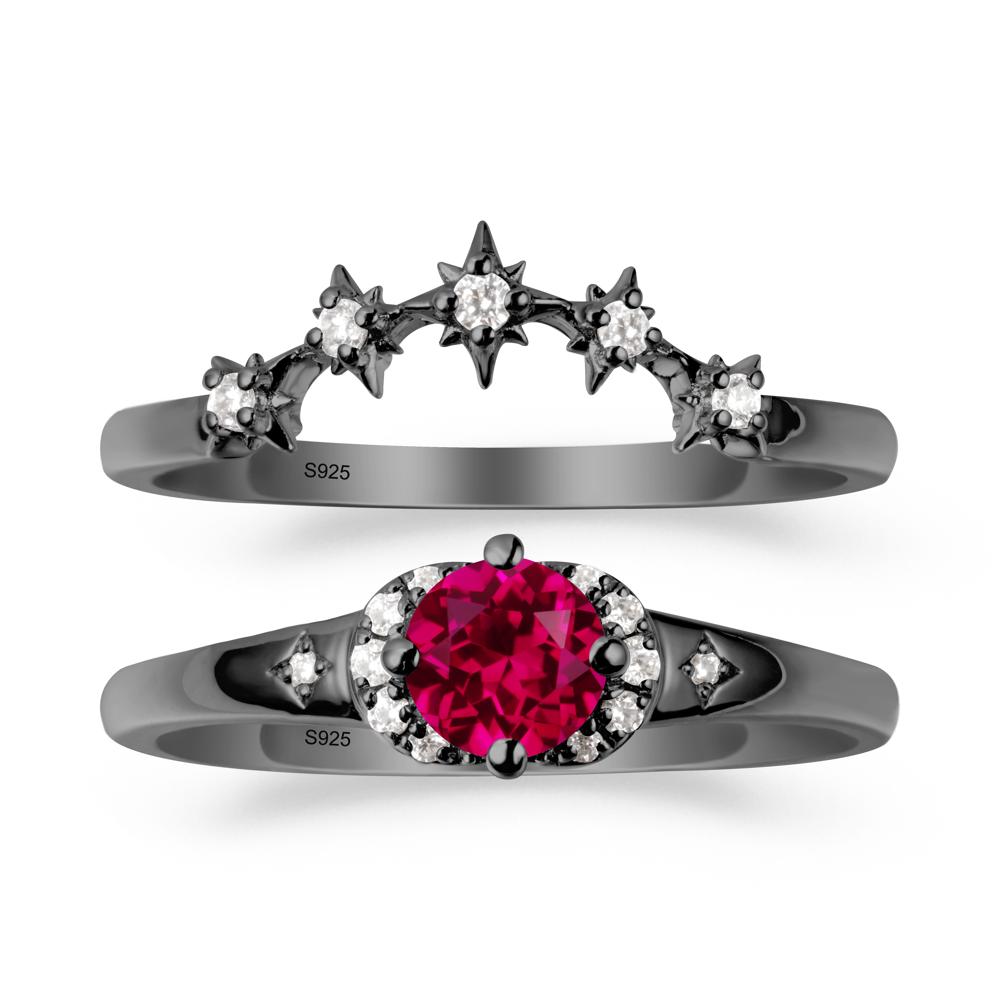 Celestial Round Ruby Ring Set - LUO Jewelry #metal_xxxxx