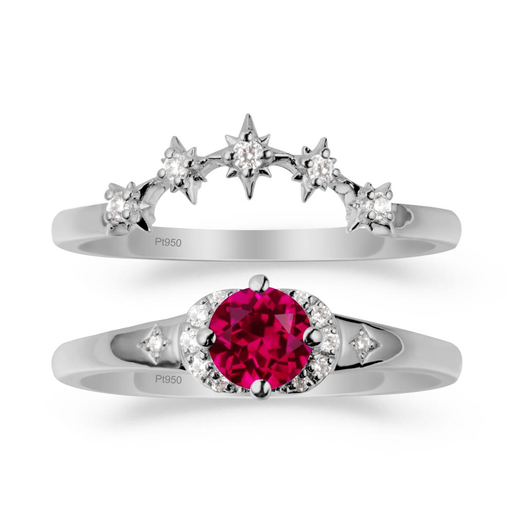 Celestial Round Ruby Ring Set - LUO Jewelry #metal_xxxxx