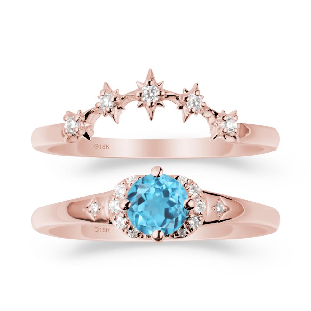 Celestial Round Swiss Blue Topaz Ring Set - LUO Jewelry #metal_xxxxx