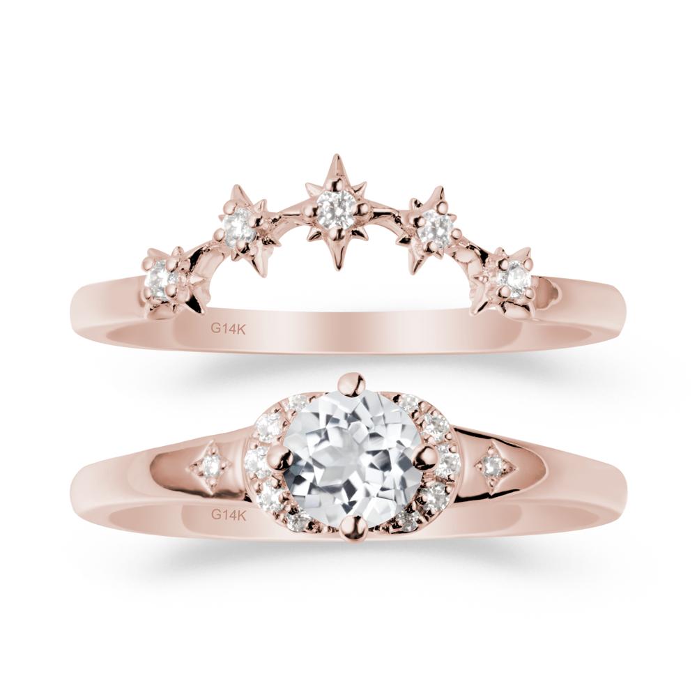 Moon and Star White Topaz Celestial Ring Set - LUO Jewelry #metal_xxxxx