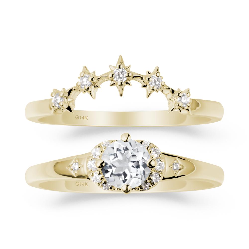 Moon and Star White Topaz Celestial Ring Set - LUO Jewelry #metal_xxxxx