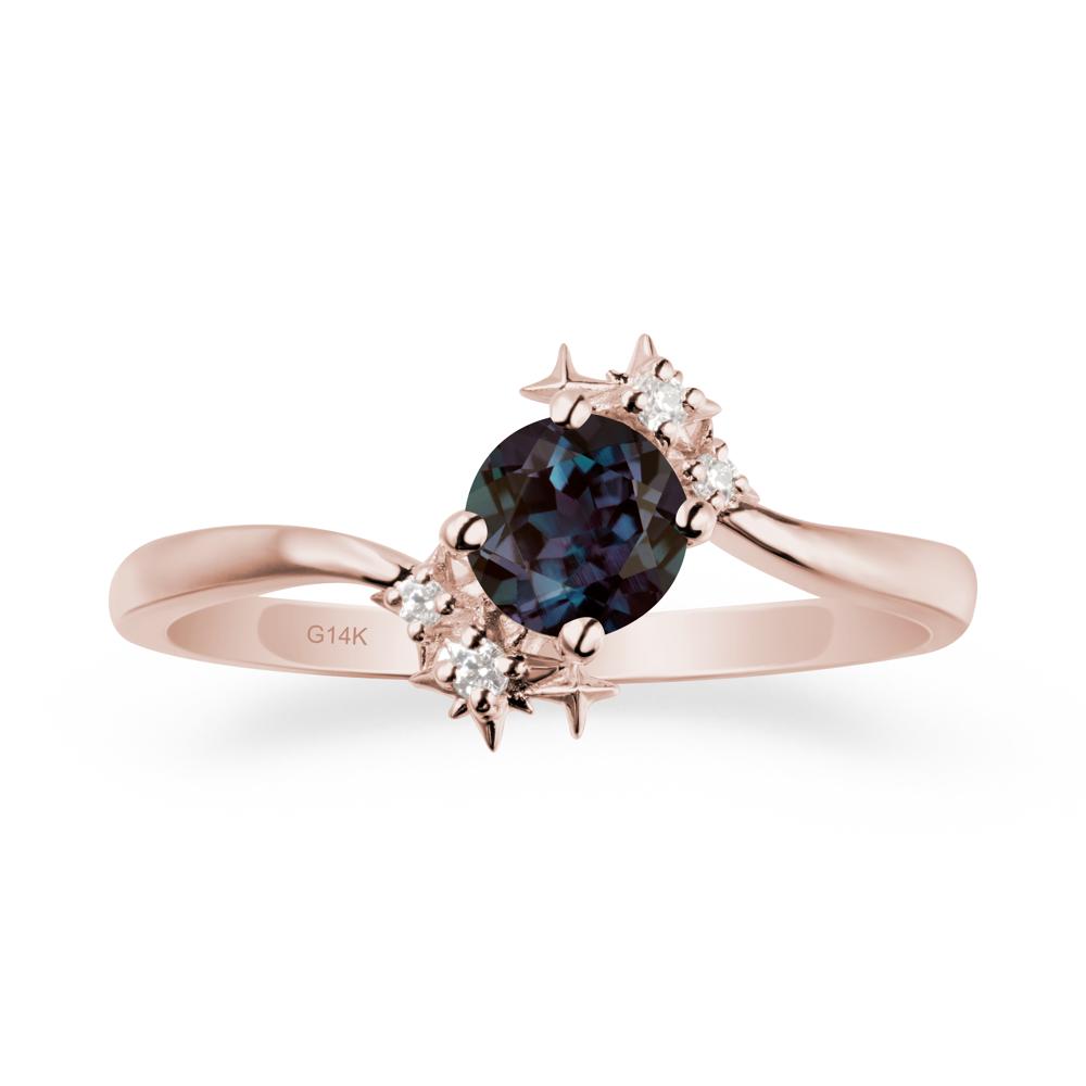 Round Alexandrite Bypass Ring - LUO Jewelry #metal_14k rose gold