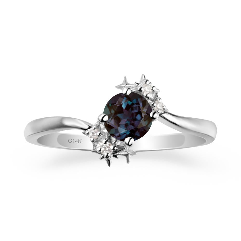 Round Alexandrite Bypass Ring - LUO Jewelry #metal_14k white gold