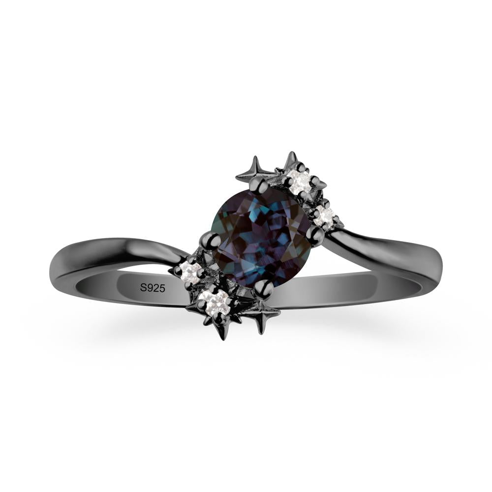 Round Alexandrite Bypass Ring - LUO Jewelry #metal_black finish sterling silver
