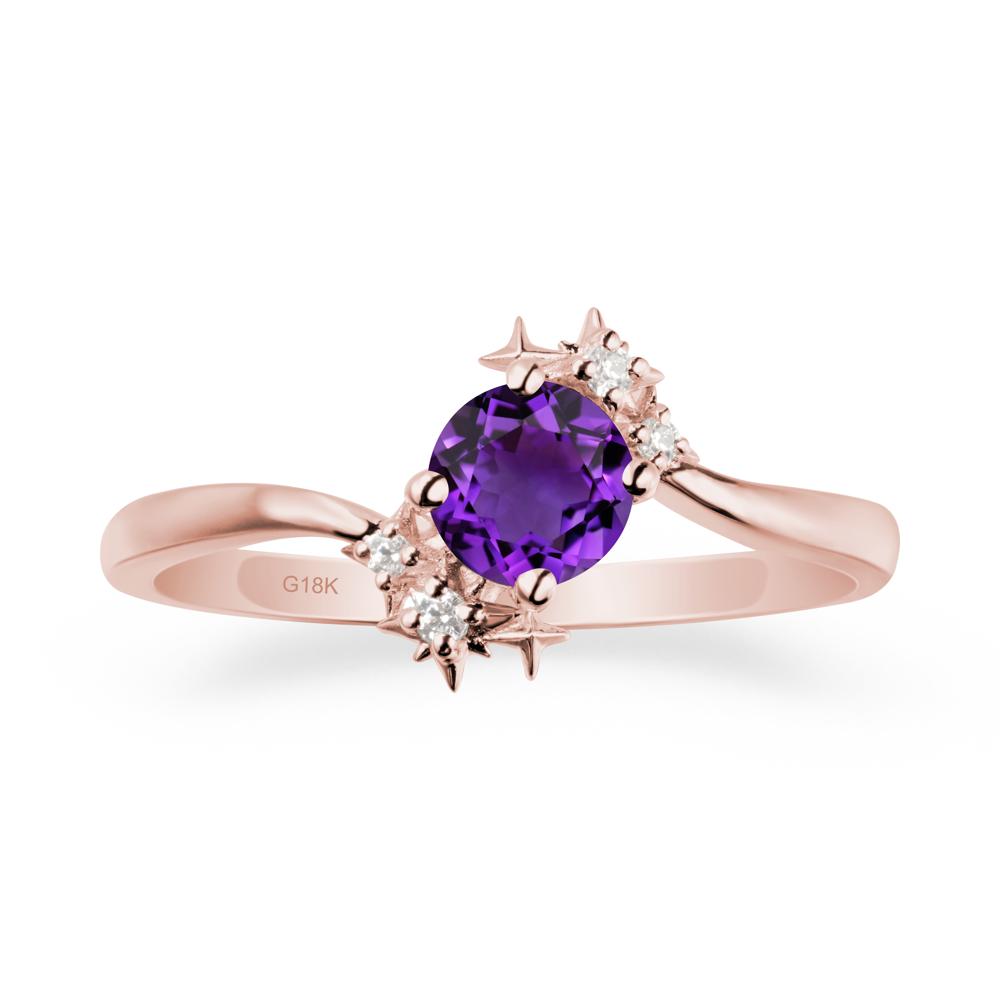 Star Round Amethyst Celestial Ring - LUO Jewelry #metal_18k rose gold