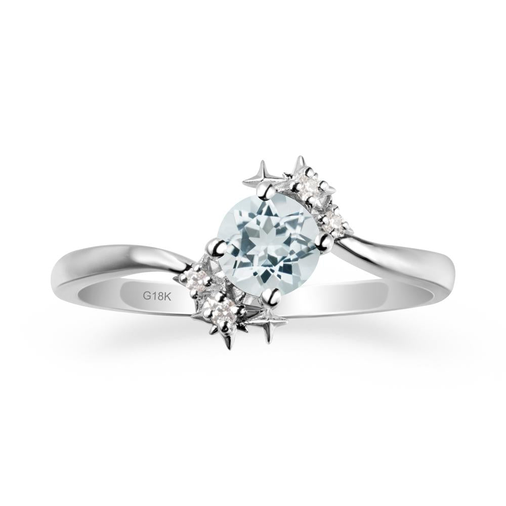 Bypass Round Aquamarine Statement Ring - LUO Jewelry #metal_18k white gold