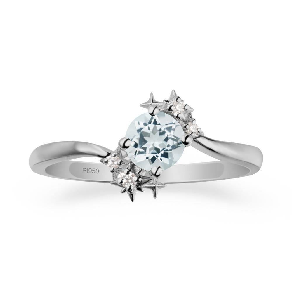Bypass Round Aquamarine Statement Ring - LUO Jewelry #metal_platinum