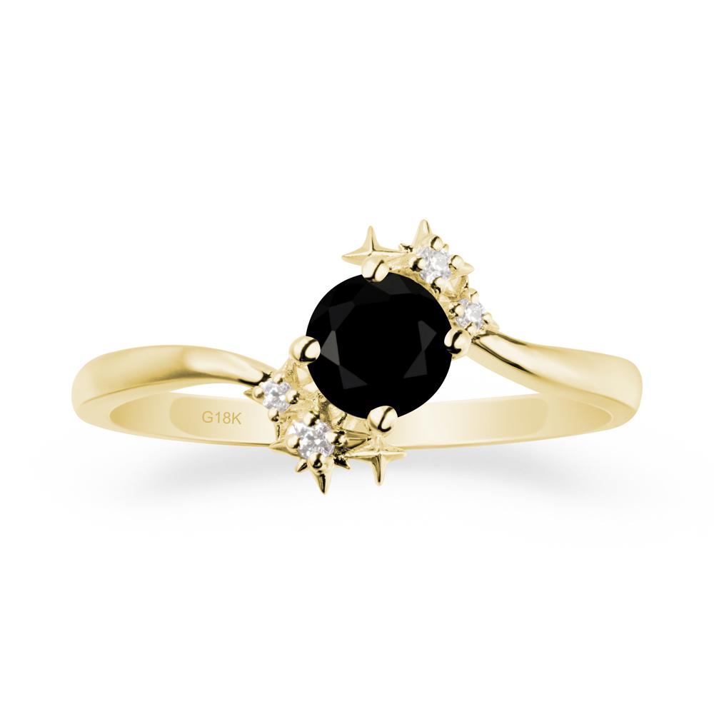 Round Black Spinel Bypass Ring - LUO Jewelry #metal_18k yellow gold