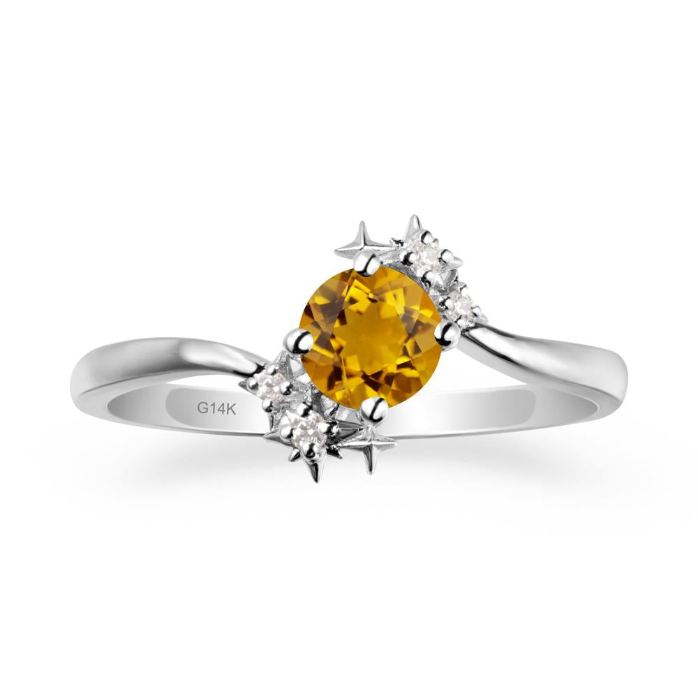 Star Round Citrine Celestial Ring - LUO Jewelry #metal_14k white gold