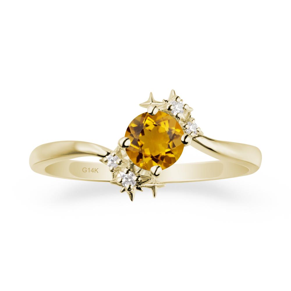 Star Round Citrine Celestial Ring - LUO Jewelry #metal_14k yellow gold