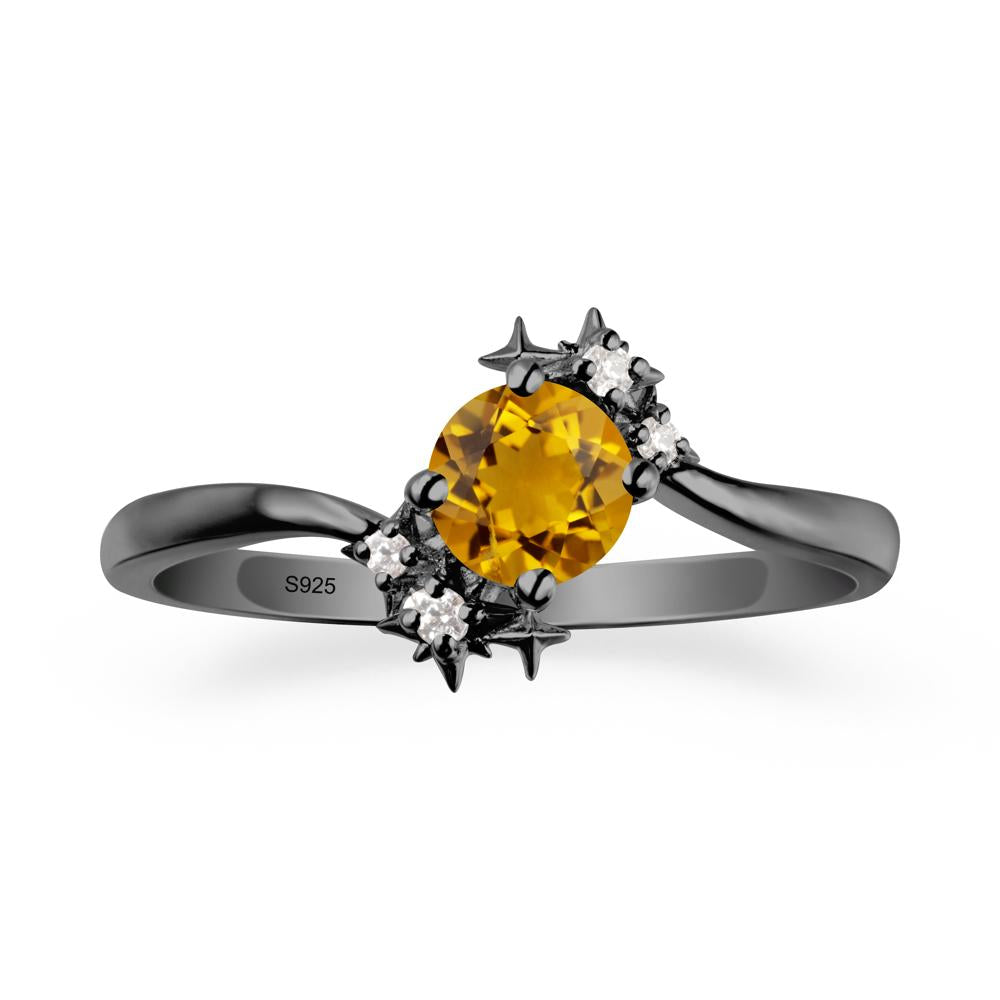 Star Round Citrine Celestial Ring - LUO Jewelry #metal_black finish sterling silver
