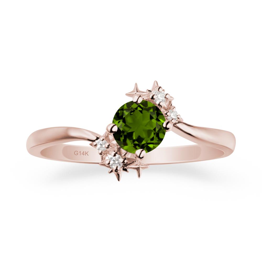 Round Diopside Bypass Ring - LUO Jewelry #metal_14k rose gold