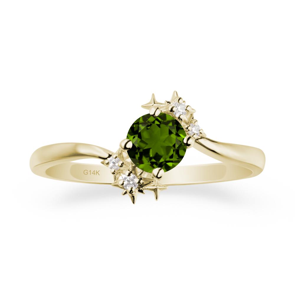 Round Diopside Bypass Ring - LUO Jewelry #metal_14k yellow gold