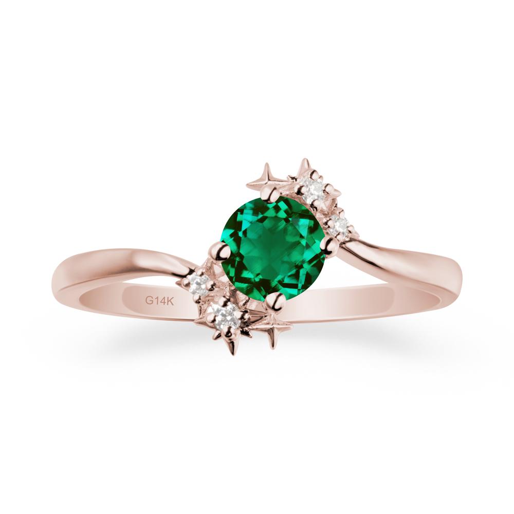 Star Round Emerald Celestial Ring - LUO Jewelry #metal_14k rose gold
