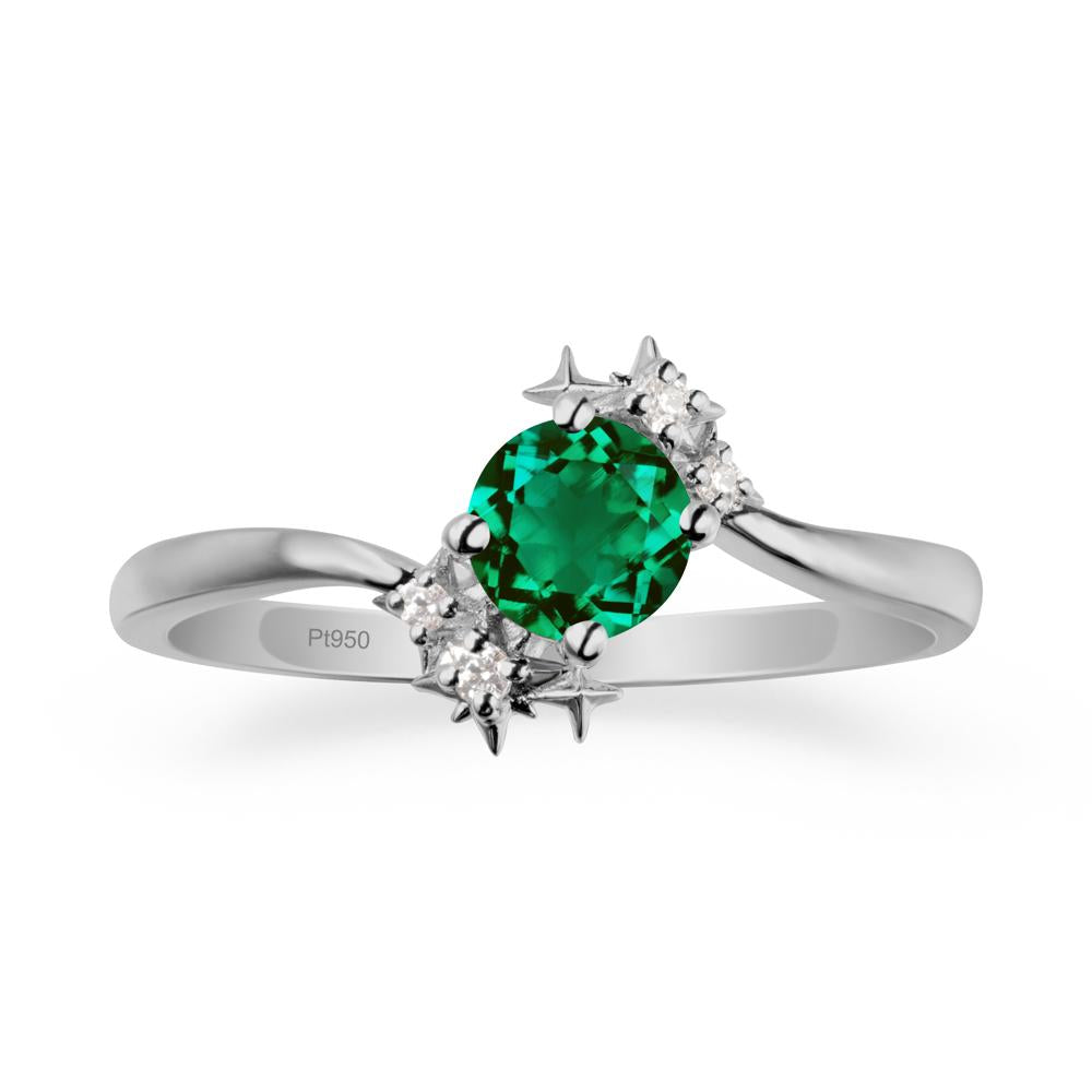 Star Round Emerald Celestial Ring - LUO Jewelry #metal_platinum