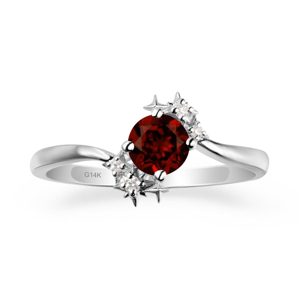 Bypass Round Garnet Statement Ring - LUO Jewelry #metal_14k white gold