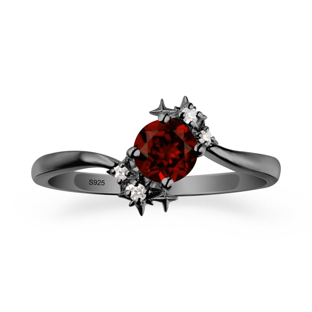 Bypass Round Garnet Statement Ring - LUO Jewelry #metal_black finish sterling silver