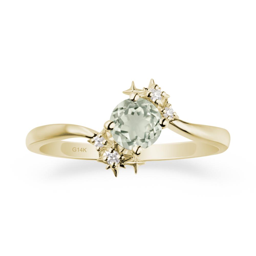 Round Green Amethyst Bypass Ring - LUO Jewelry #metal_14k yellow gold