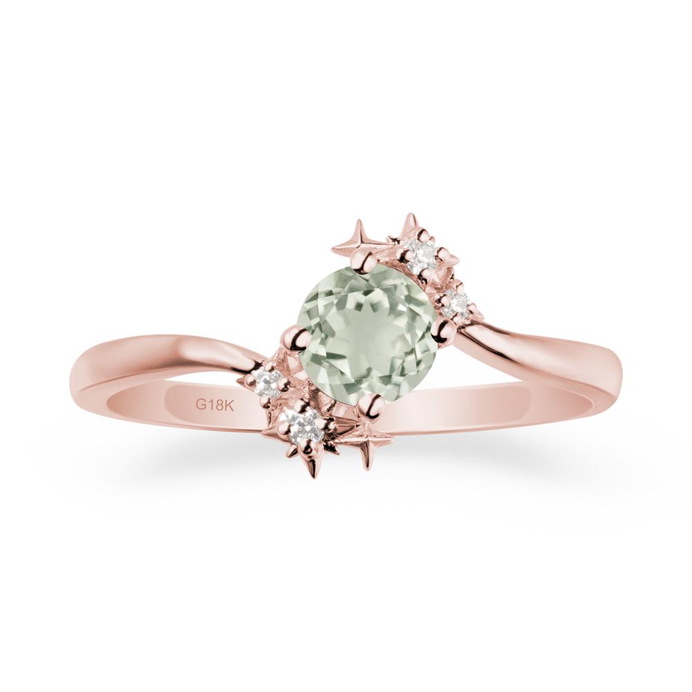 Round Green Amethyst Bypass Ring - LUO Jewelry #metal_18k rose gold
