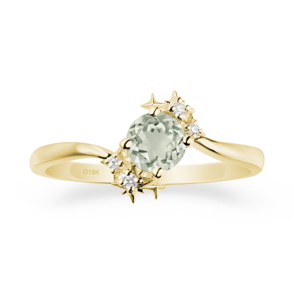 Round Green Amethyst Bypass Ring - LUO Jewelry #metal_18k yellow gold