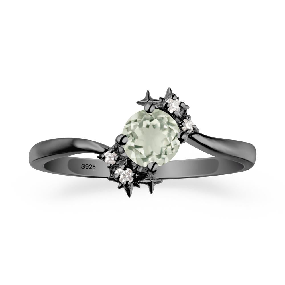 Round Green Amethyst Bypass Ring - LUO Jewelry #metal_black finish sterling silver