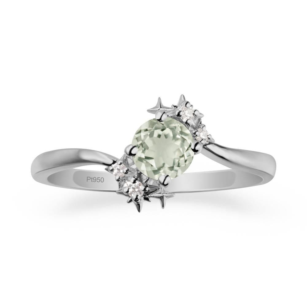 Round Green Amethyst Bypass Ring - LUO Jewelry #metal_platinum