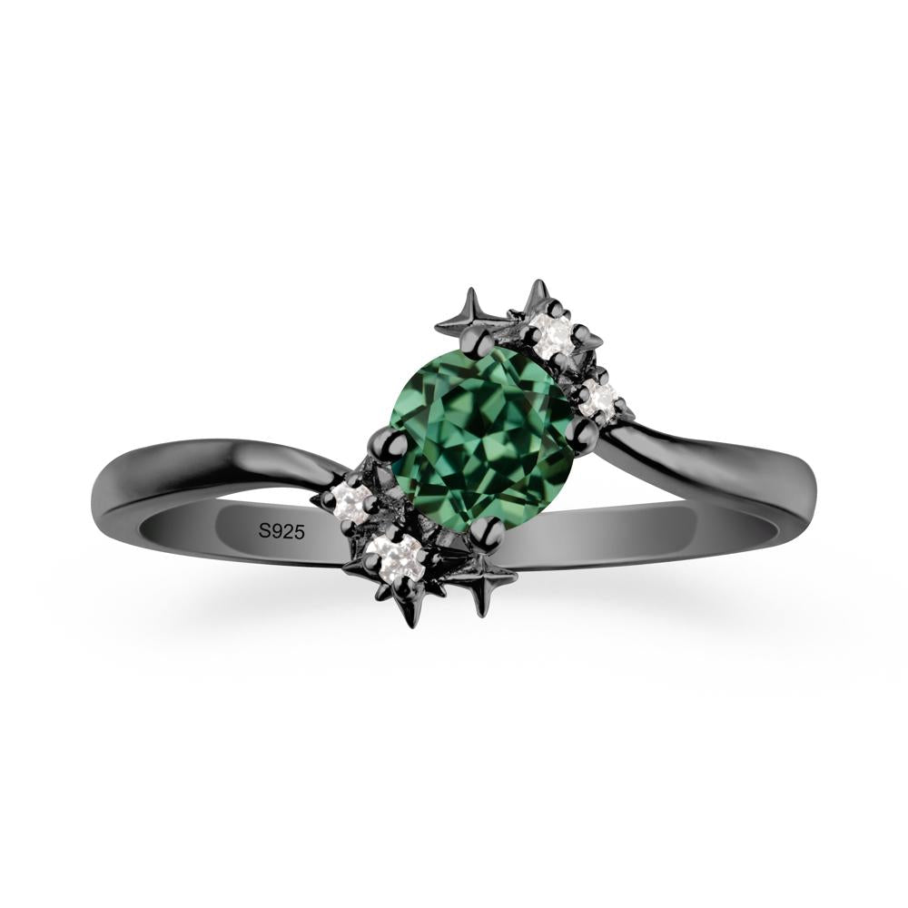 Star Round Green Sapphire Celestial Ring - LUO Jewelry #metal_black finish sterling silver