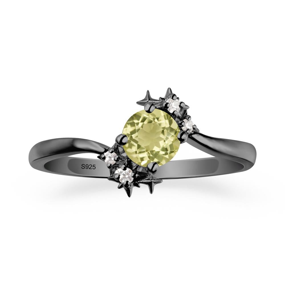 Bypass Round Lemon Quartz Statement Ring - LUO Jewelry #metal_black finish sterling silver
