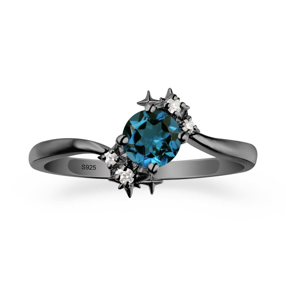 Round London Blue Topaz Bypass Ring - LUO Jewelry #metal_black finish sterling silver