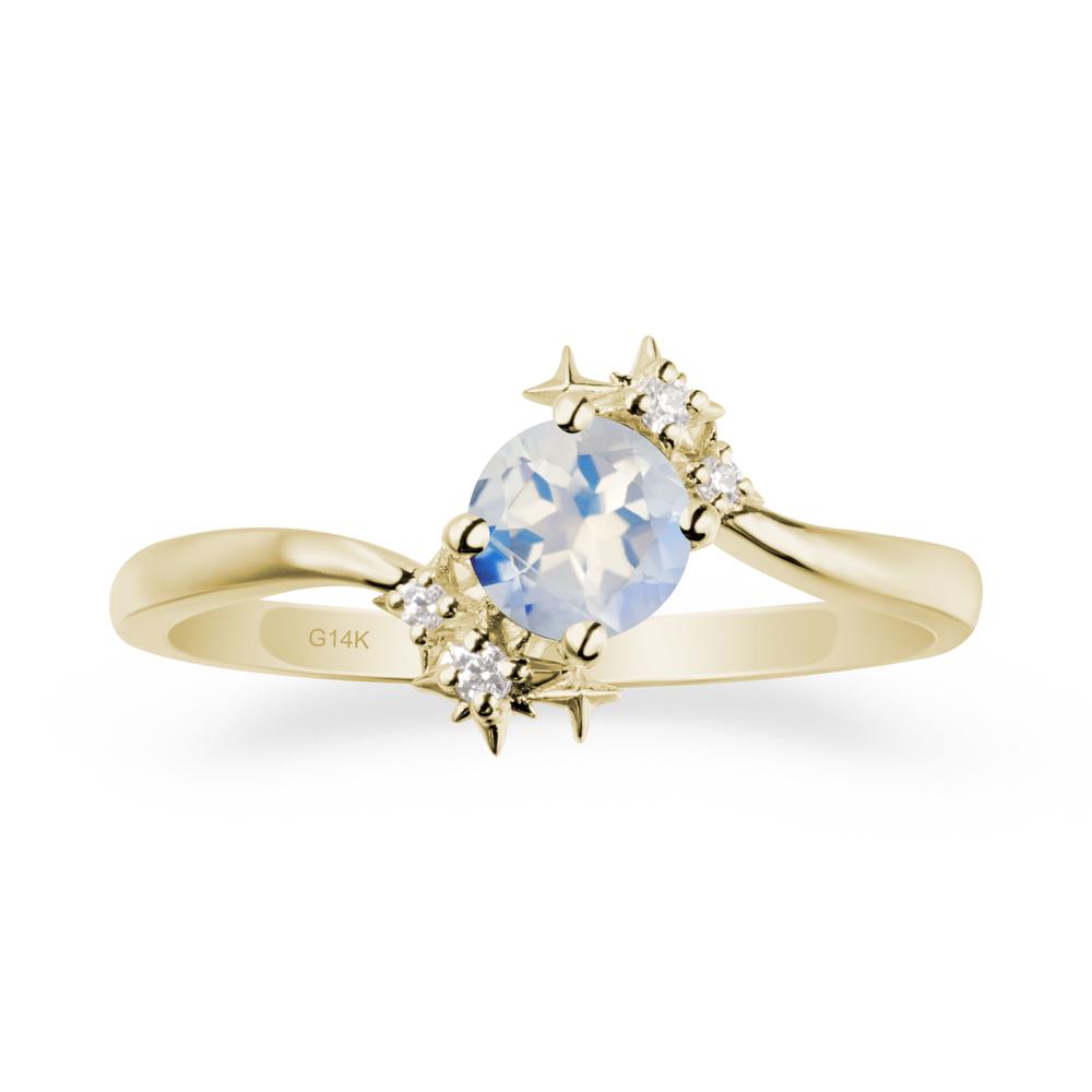 Star Round Moonstone Celestial Ring - LUO Jewelry #metal_14k yellow gold
