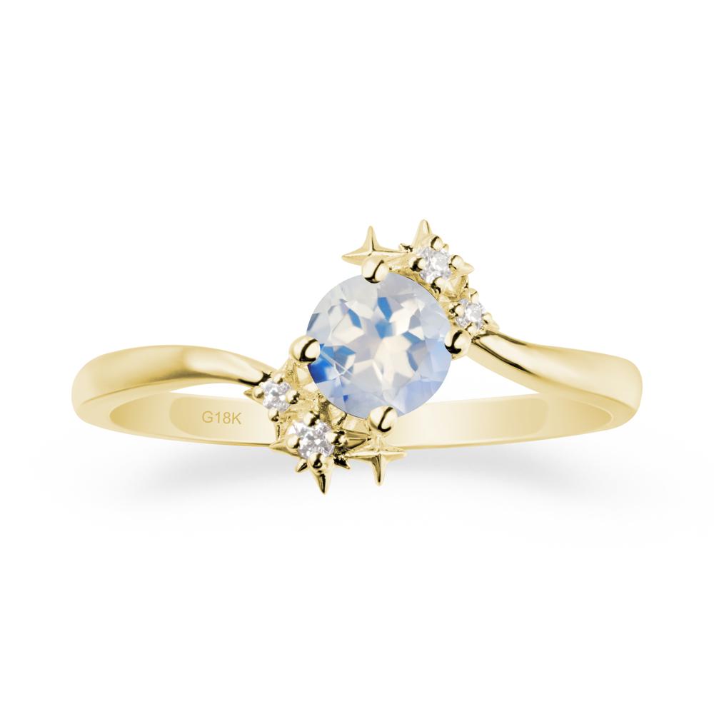 Star Round Moonstone Celestial Ring - LUO Jewelry #metal_18k yellow gold
