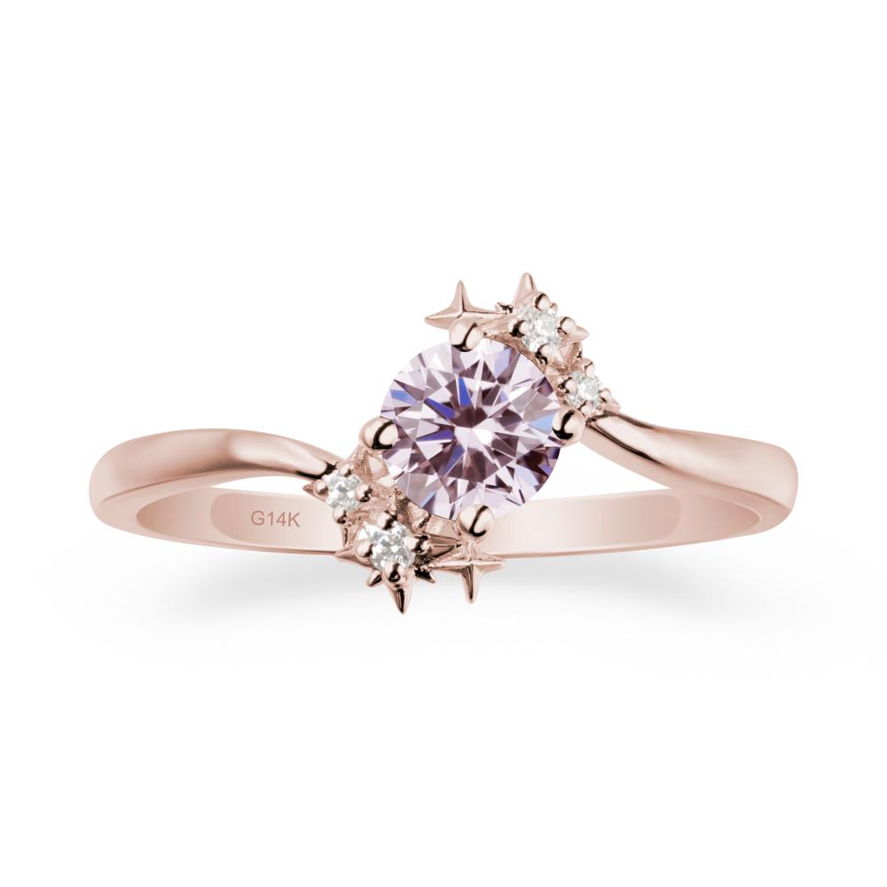 Round Pink Cubic Zirconia Bypass Ring - LUO Jewelry #metal_14k rose gold