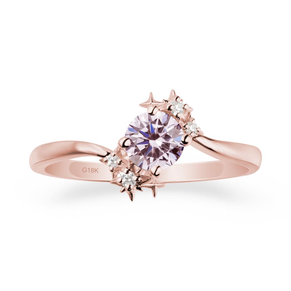 Round Pink Cubic Zirconia Bypass Ring - LUO Jewelry #metal_18k rose gold