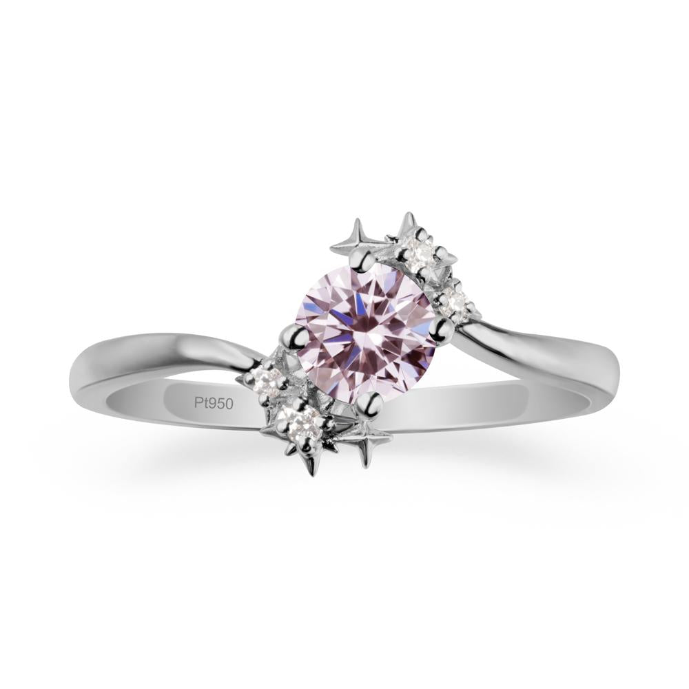 Round Pink Cubic Zirconia Bypass Ring - LUO Jewelry #metal_platinum