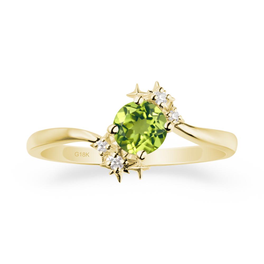 Star Round Peridot Celestial Ring - LUO Jewelry #metal_18k yellow gold
