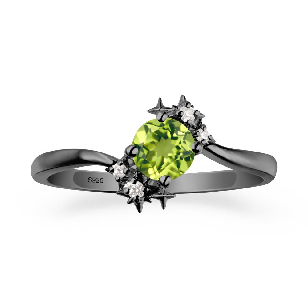 Star Round Peridot Celestial Ring - LUO Jewelry #metal_black finish sterling silver