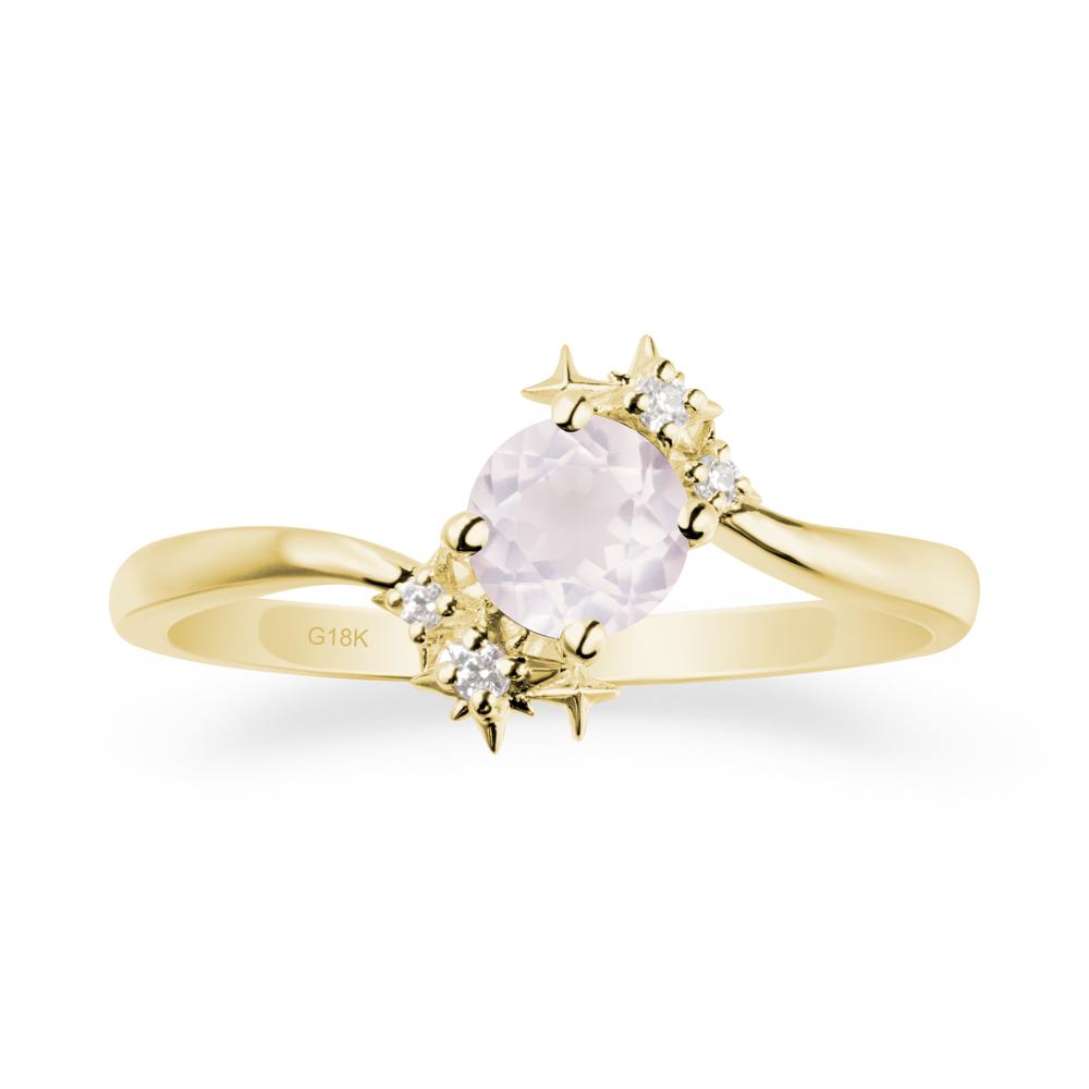 Bypass Round Rose Quartz Statement Ring - LUO Jewelry #metal_18k yellow gold