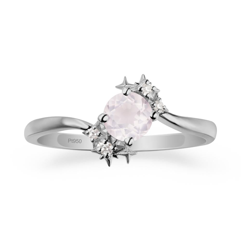 Bypass Round Rose Quartz Statement Ring - LUO Jewelry #metal_platinum
