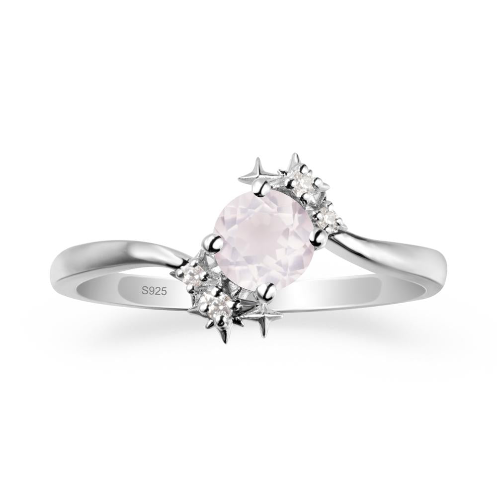 Bypass Round Rose Quartz Statement Ring - LUO Jewelry #metal_sterling silver