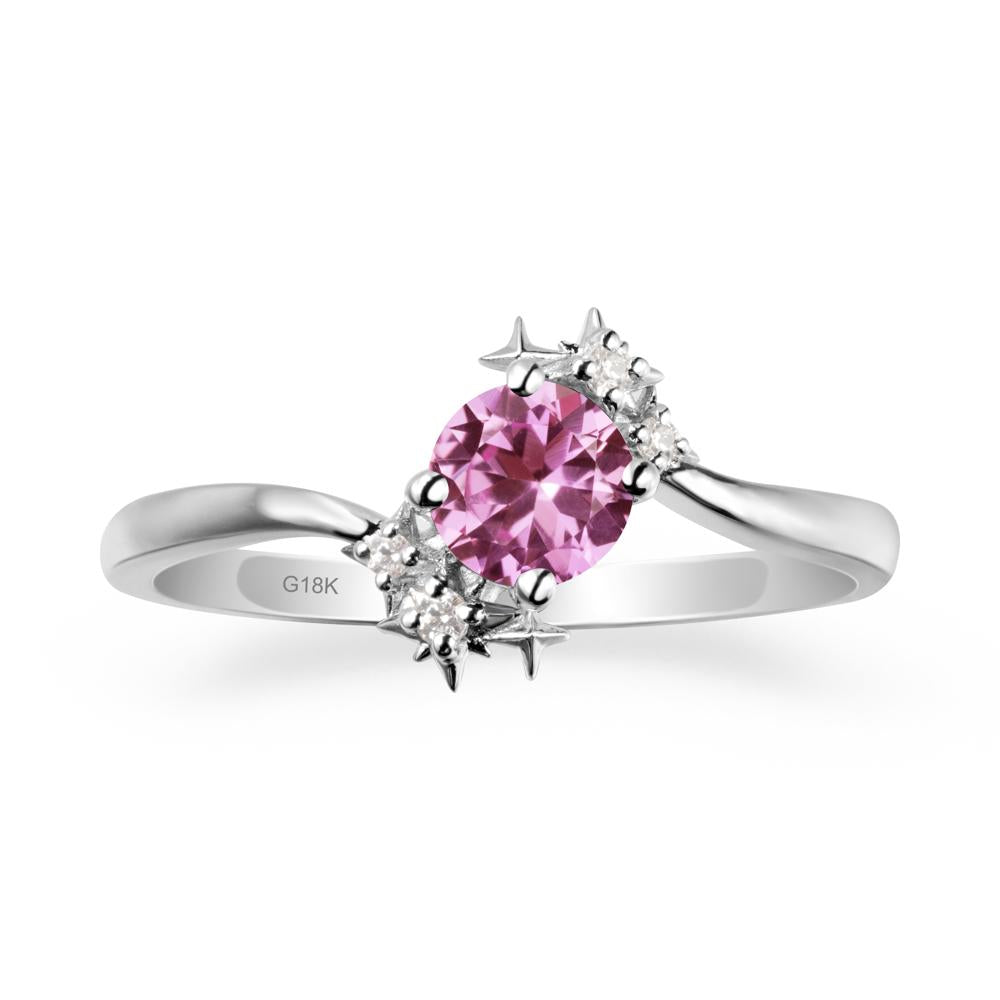 Round Pink Sapphire Bypass Ring - LUO Jewelry #metal_18k white gold