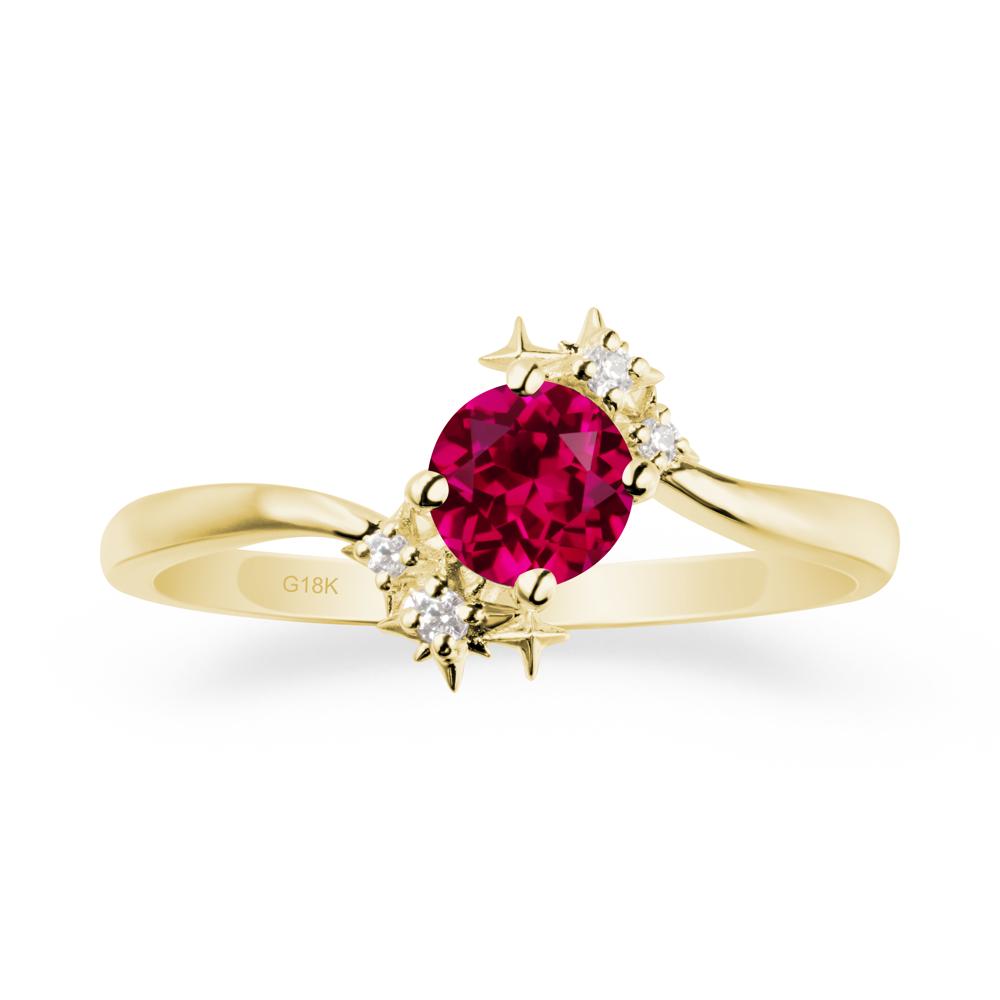 Star Round Ruby Celestial Ring - LUO Jewelry #metal_18k yellow gold