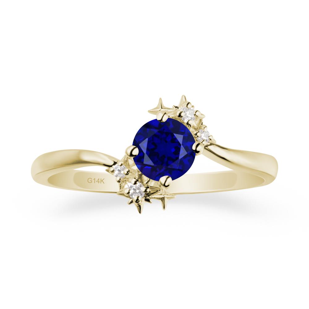 Bypass Round Sapphire Statement Ring - LUO Jewelry #metal_14k yellow gold