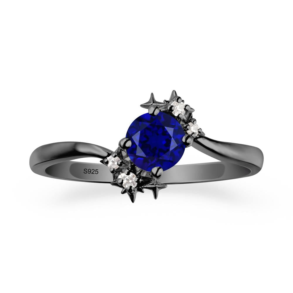 Bypass Round Sapphire Statement Ring - LUO Jewelry #metal_black finish sterling silver